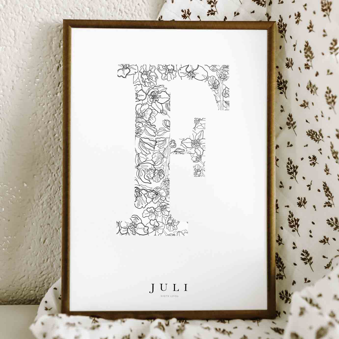 Birth Flower Letter Poster juli