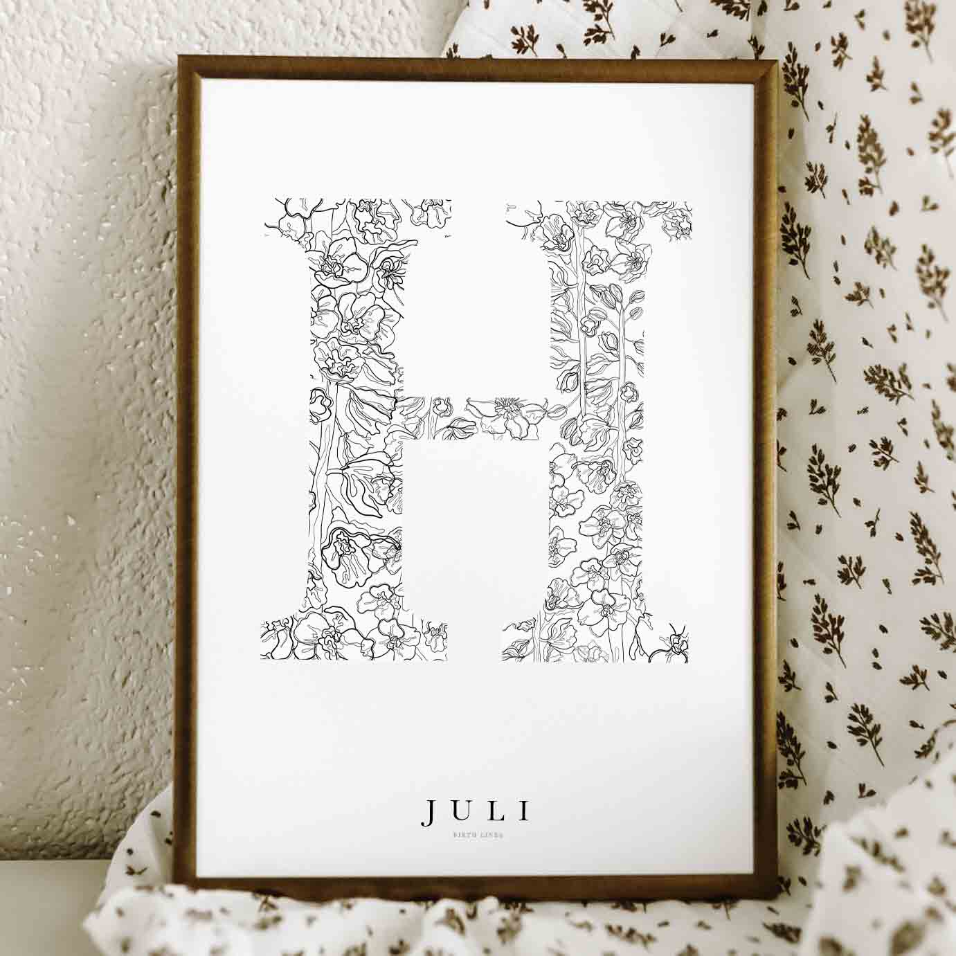 Birth Flower Letter Poster juli