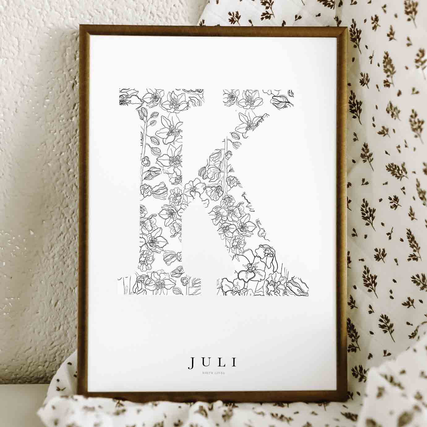 Birth Flower Letter Poster juli