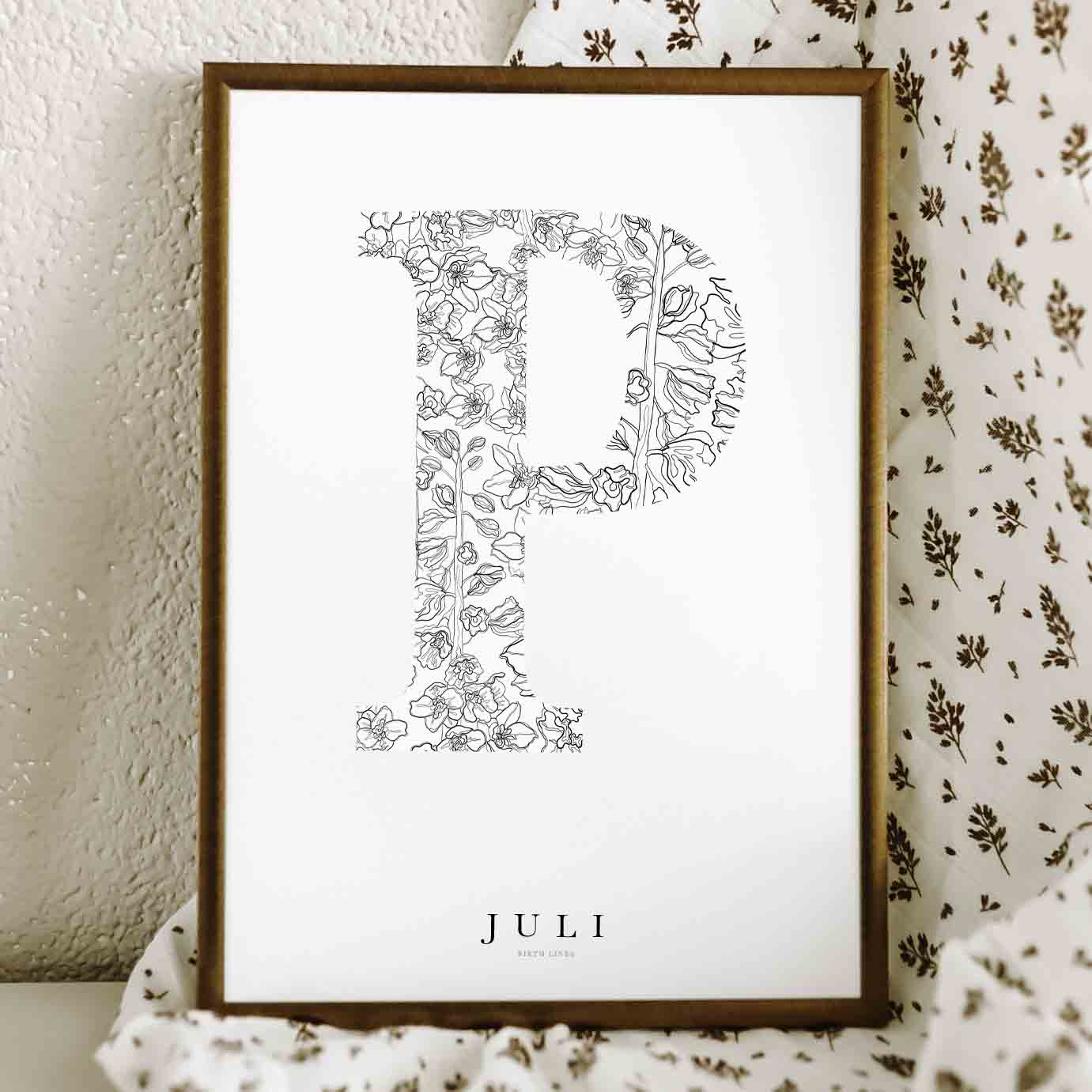 Birth Flower Letter Poster juli