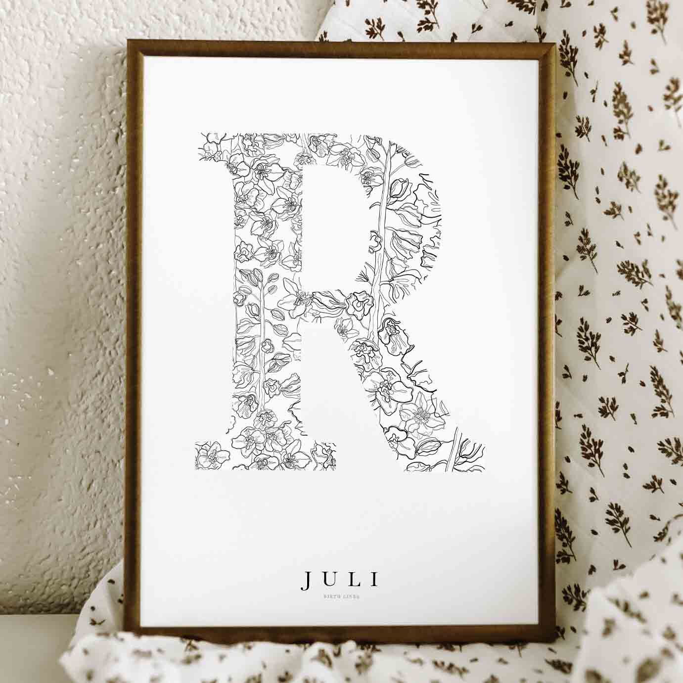 Birth Flower Letter Poster juli