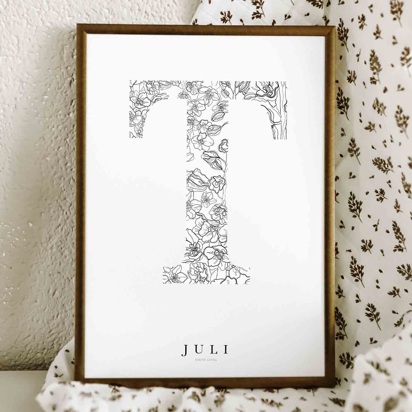 Birth Flower Letter Poster juli