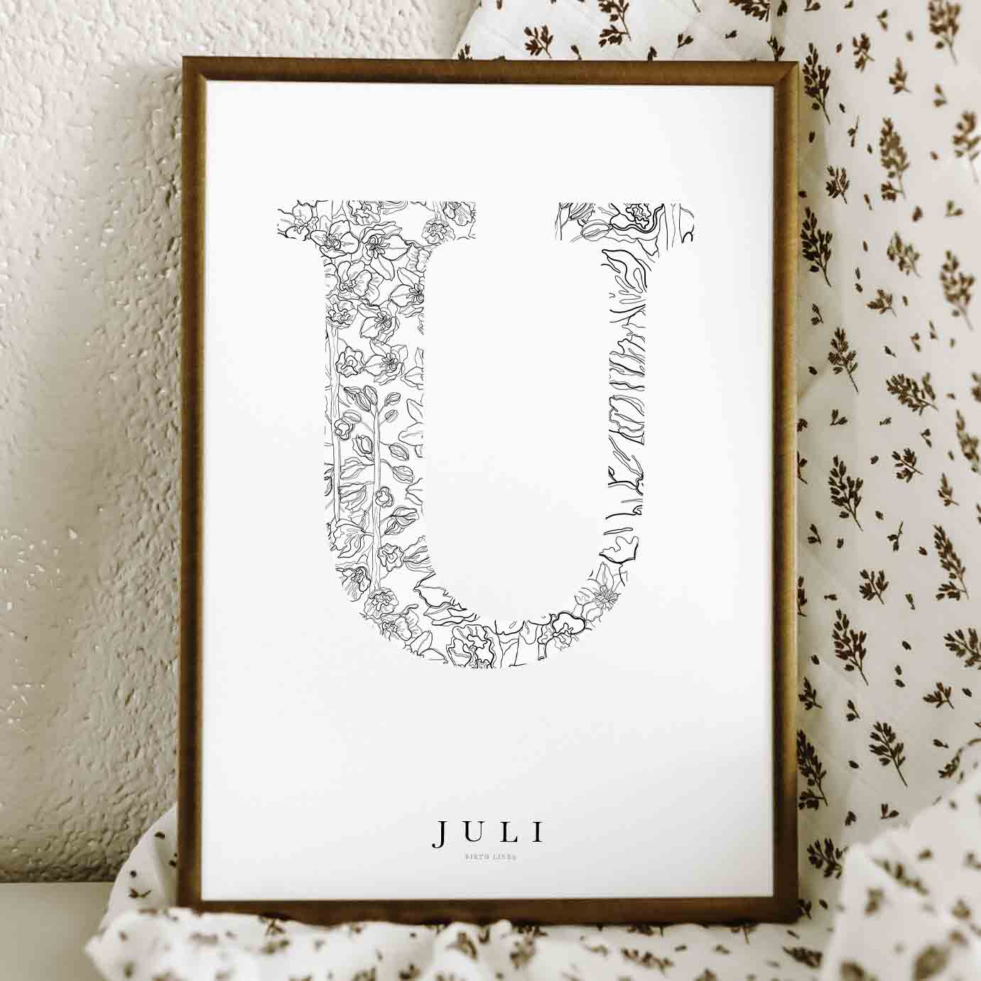 Birth Flower Letter Poster juli