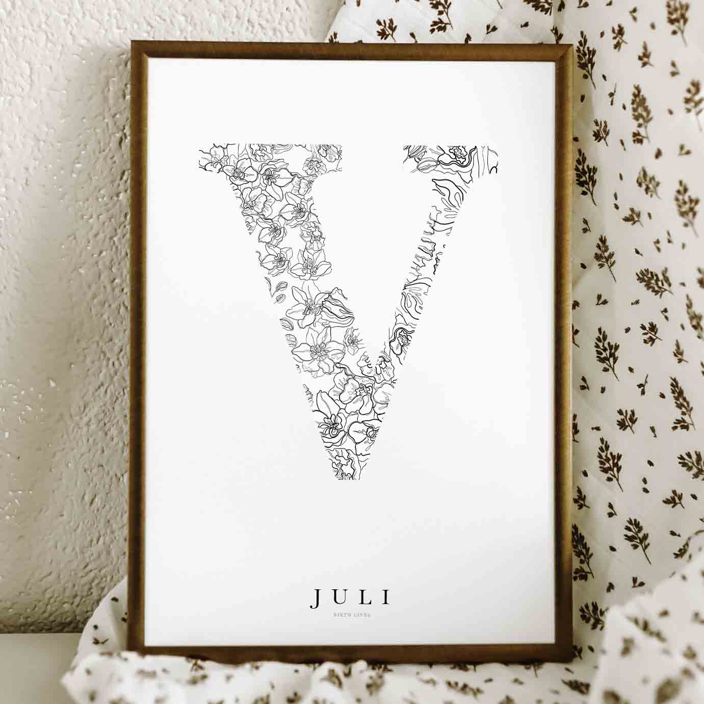 Birth Flower Letter Poster juli