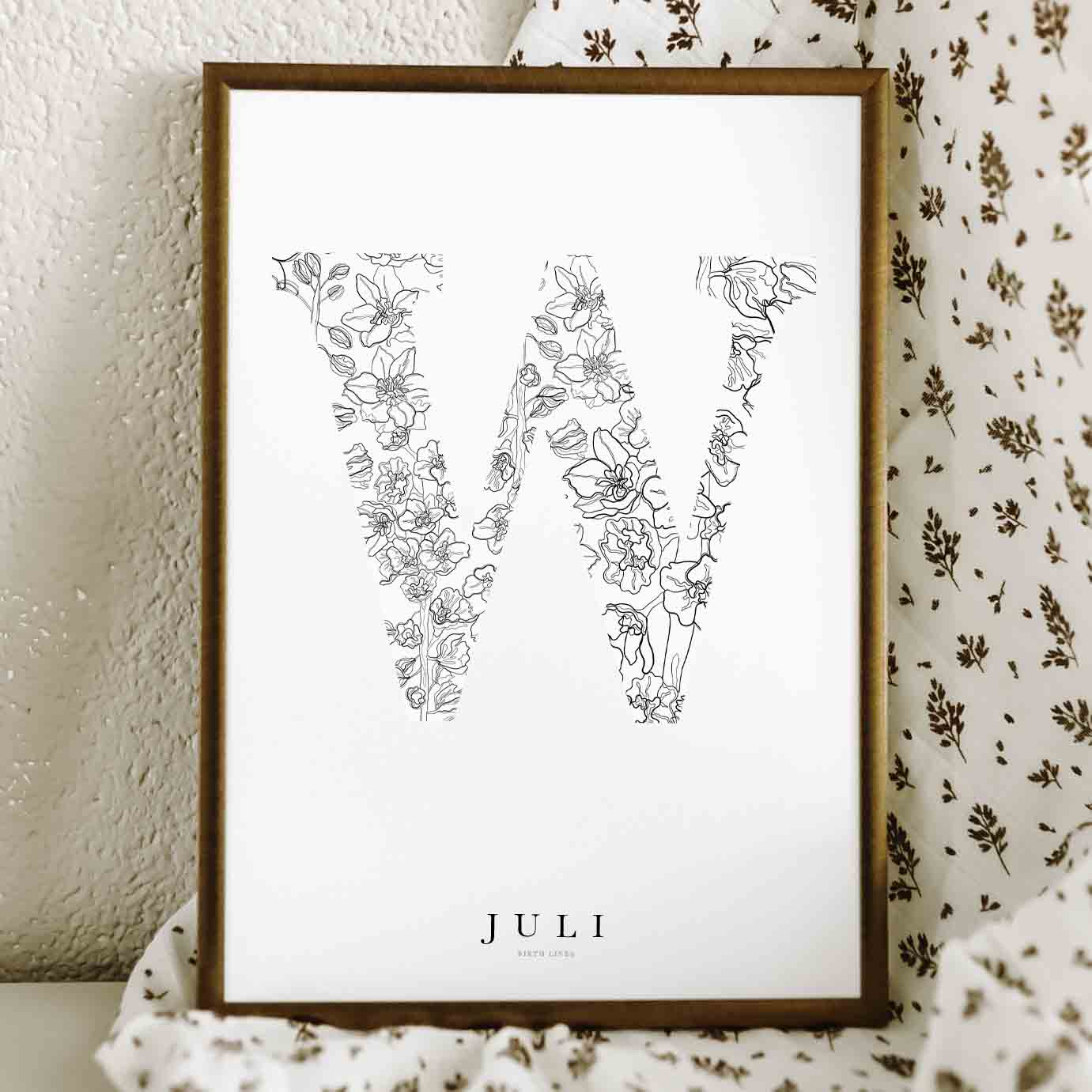 Birth Flower Letter Poster juli