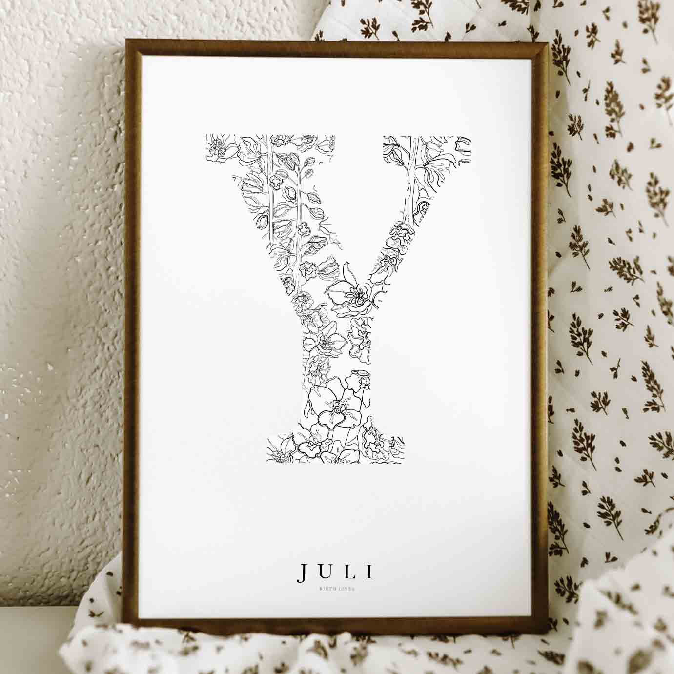 Birth Flower Letter Poster juli