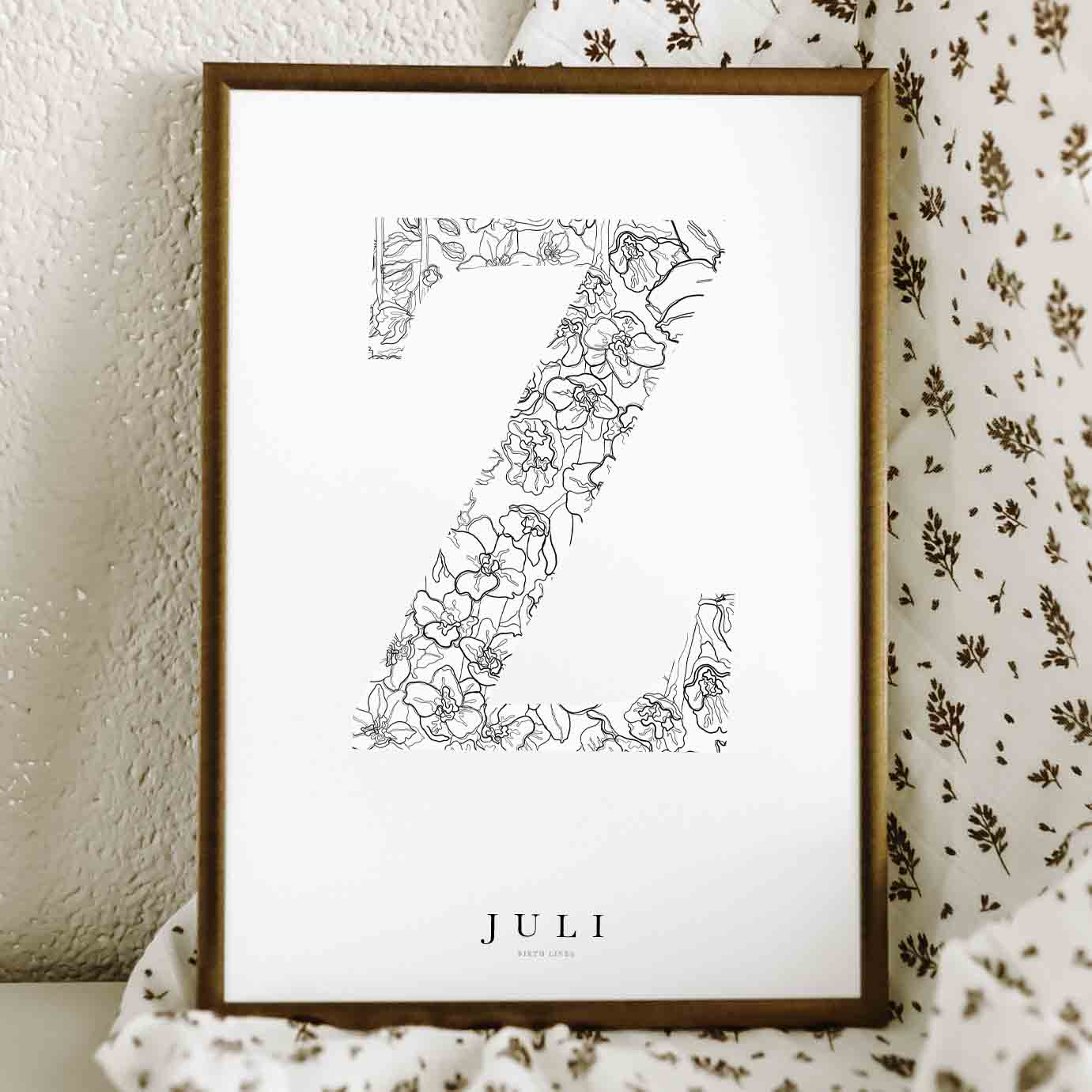 Birth Flower Letter Poster juli