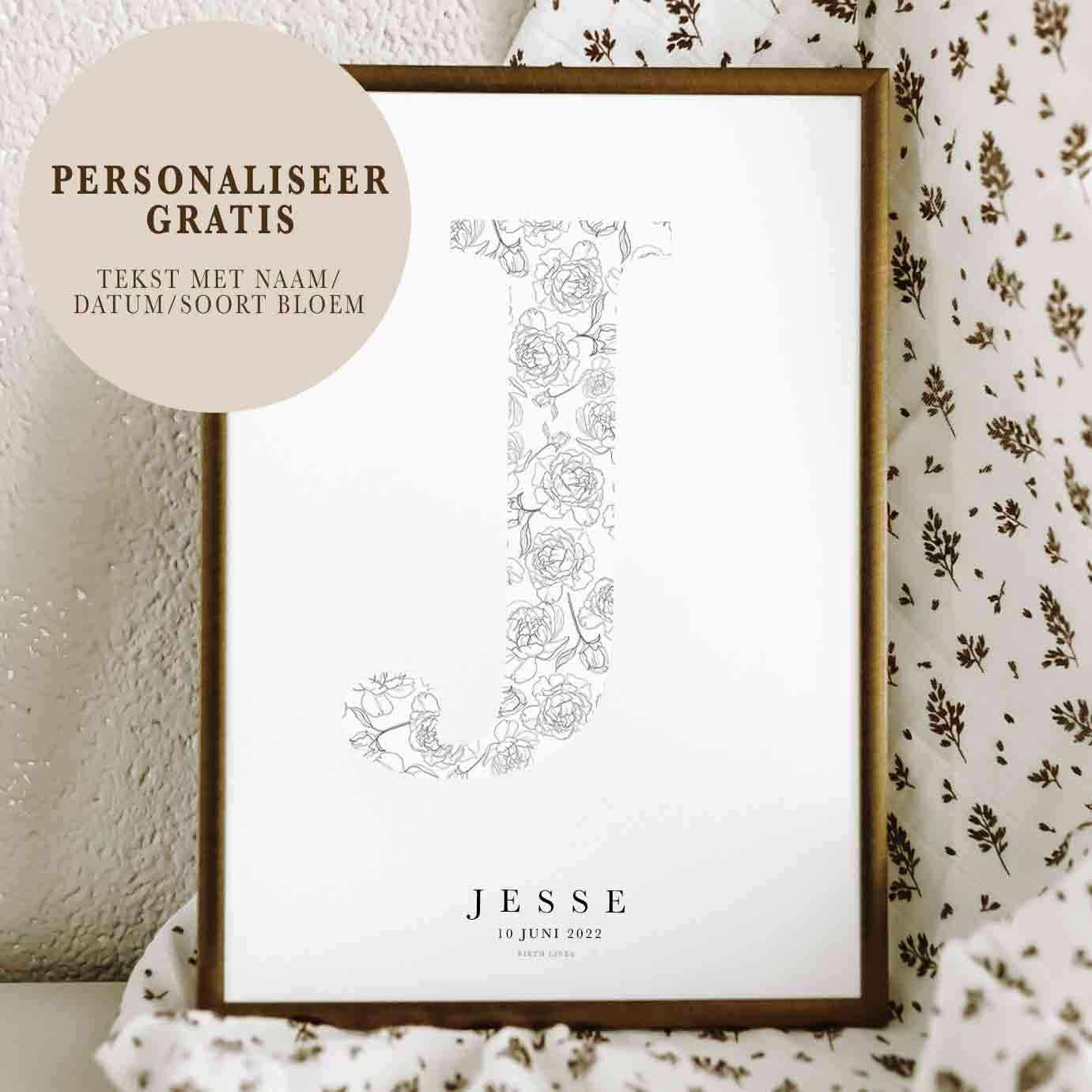 Birth Flower Letter Poster juni