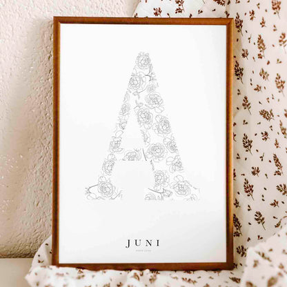 Birth Flower Letter Poster juni