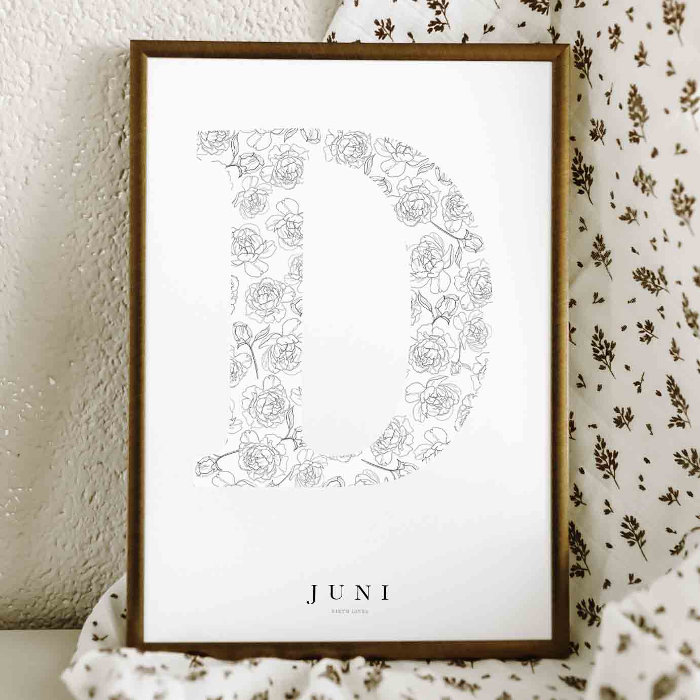 Birth Flower Letter Poster juni