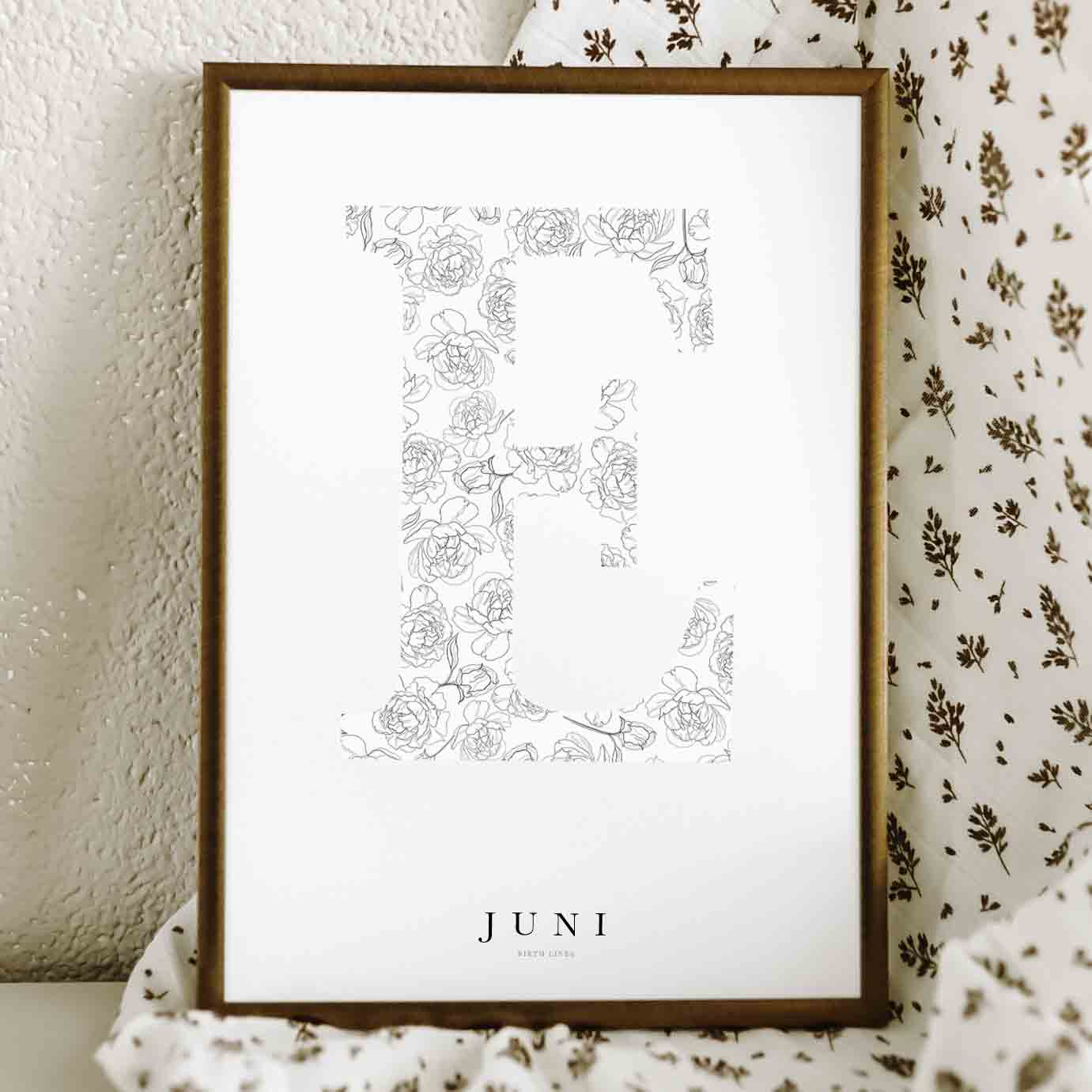 Birth Flower Letter Poster juni