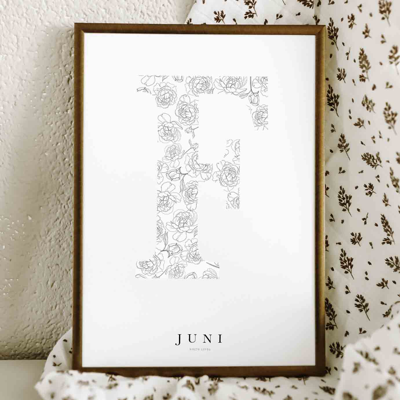 Birth Flower Letter Poster juni