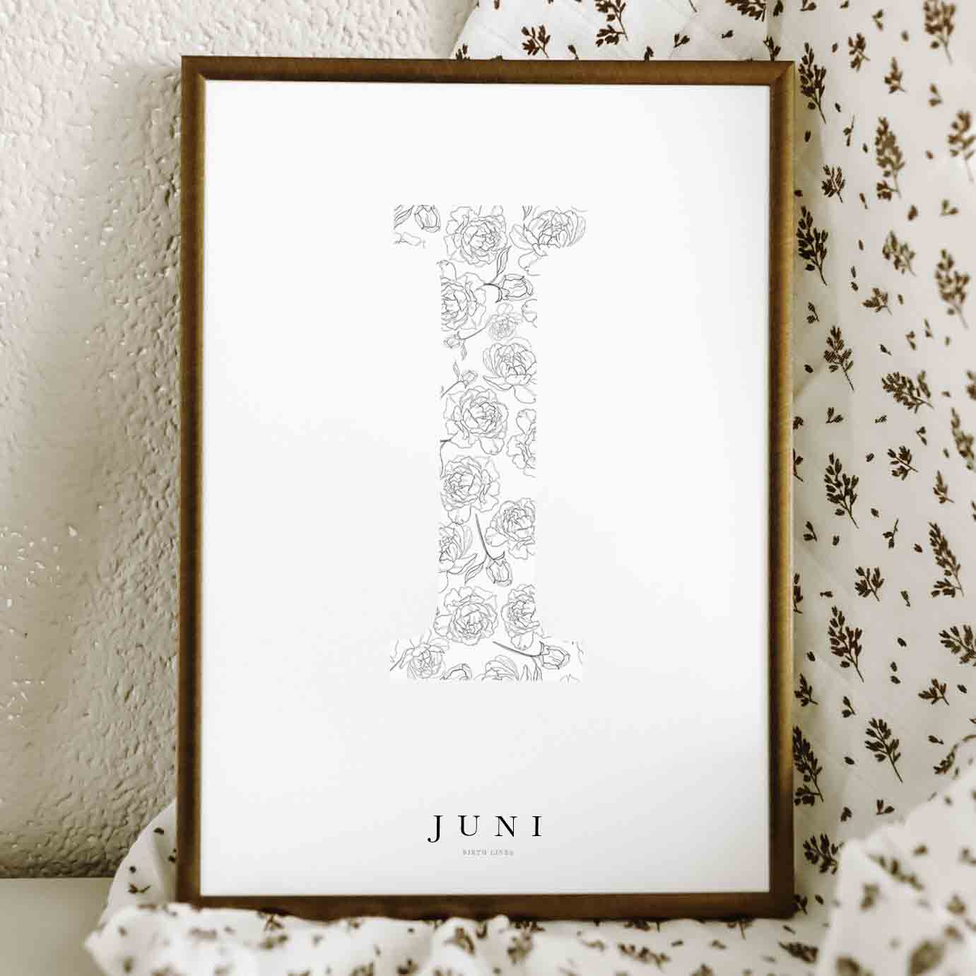 Birth Flower Letter Poster juni