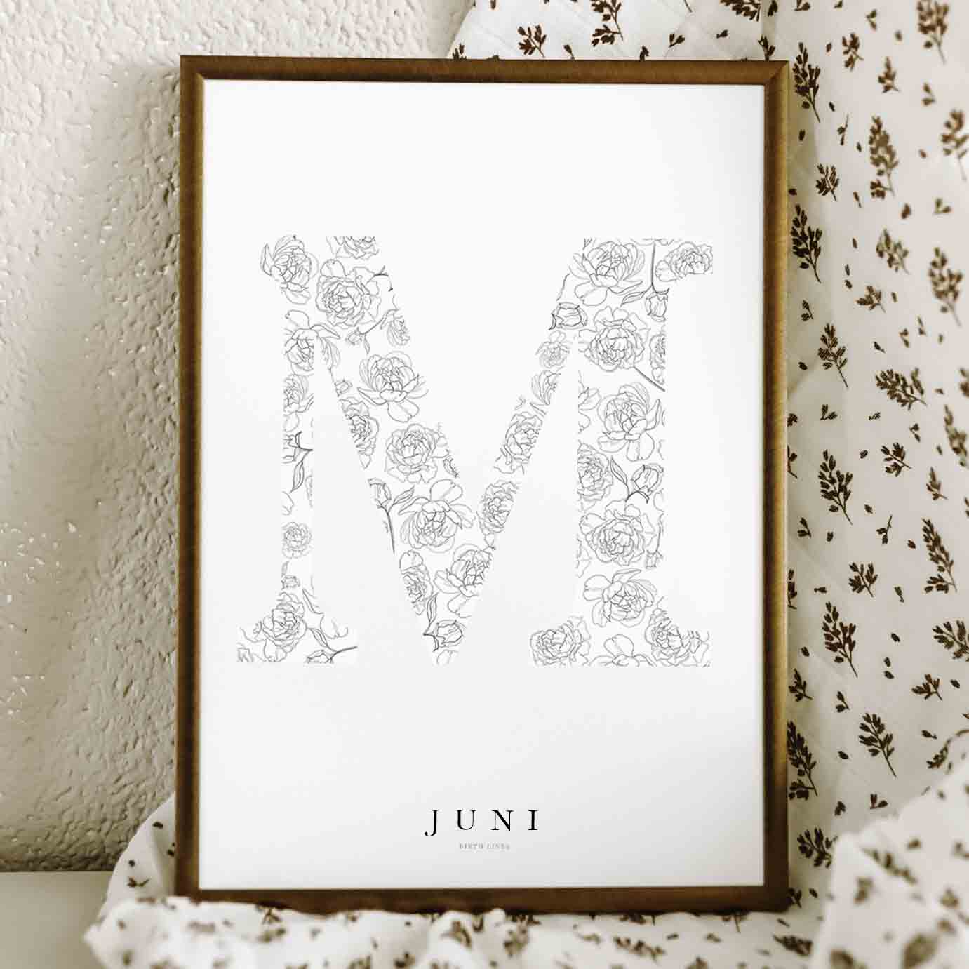 Birth Flower Letter Poster juni