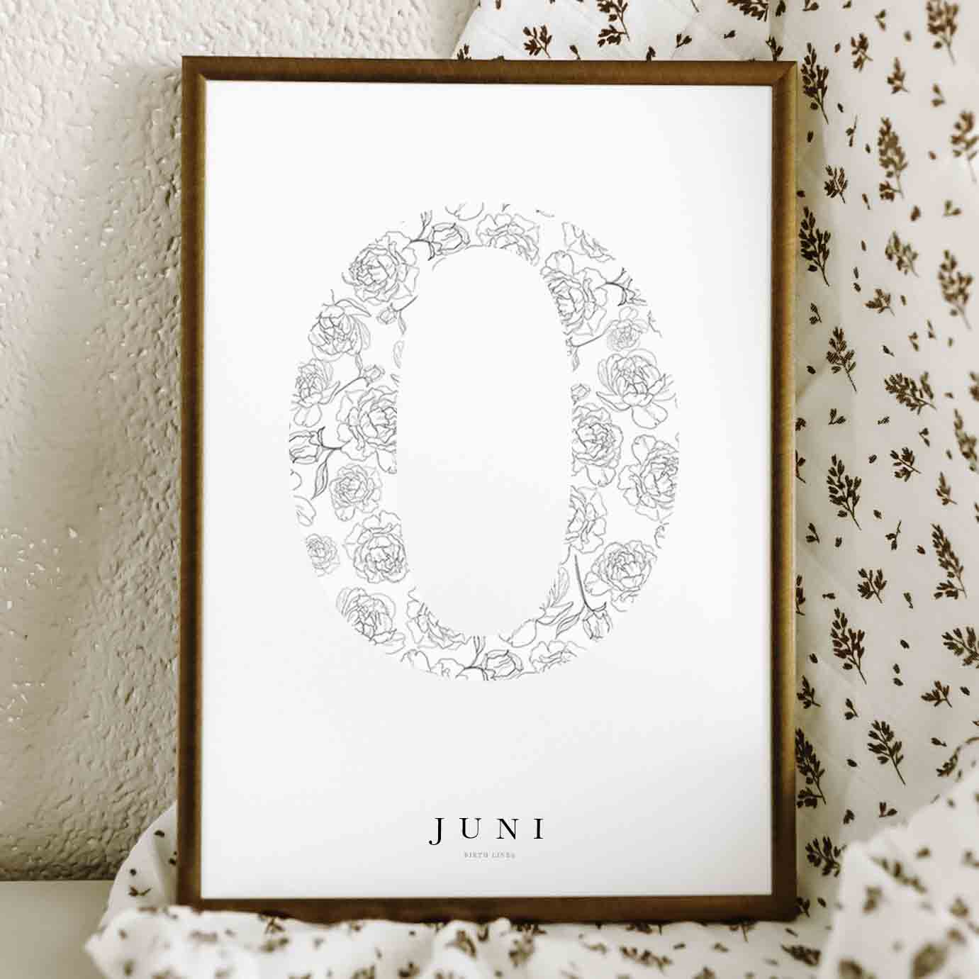 Birth Flower Letter Poster juni