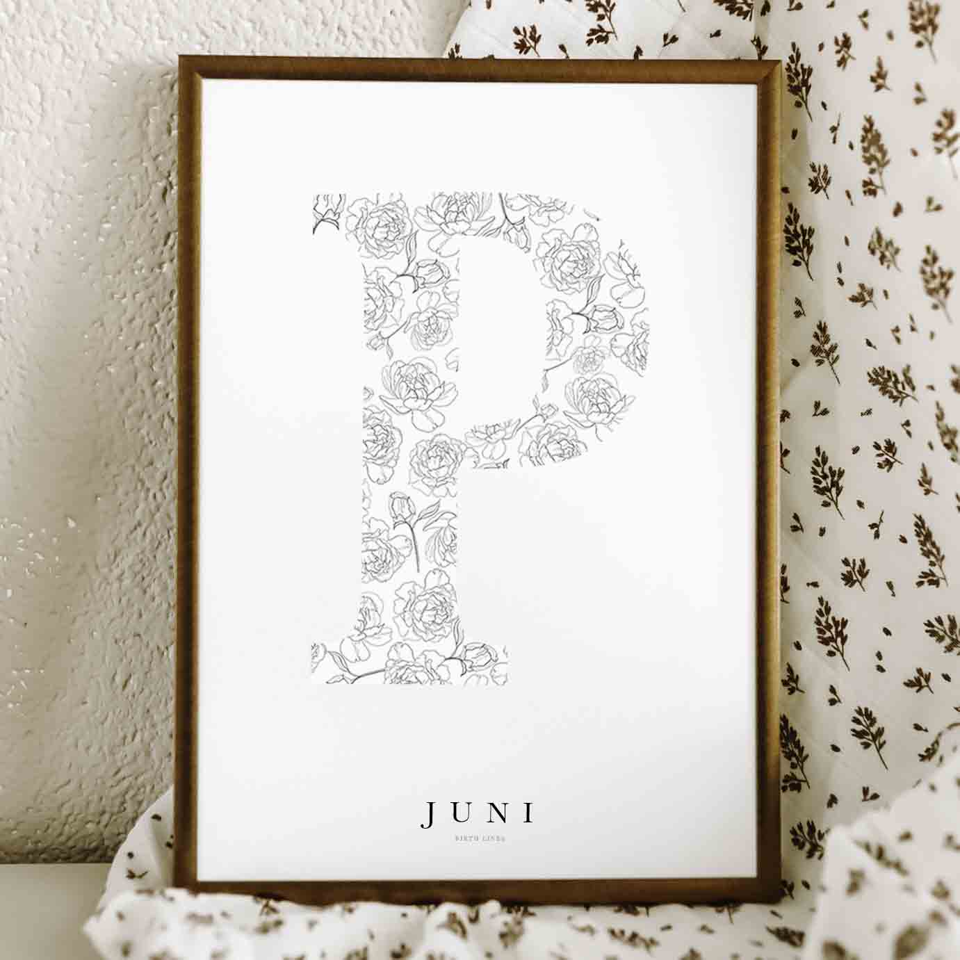 Birth Flower Letter Poster juni