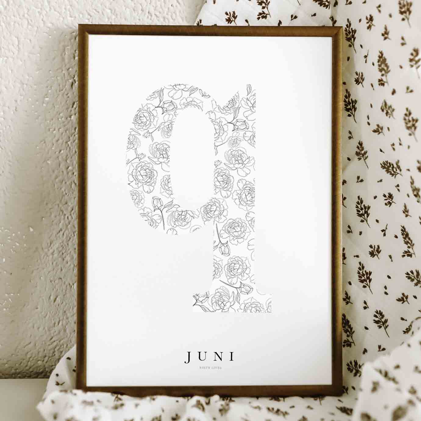 Birth Flower Letter Poster juni