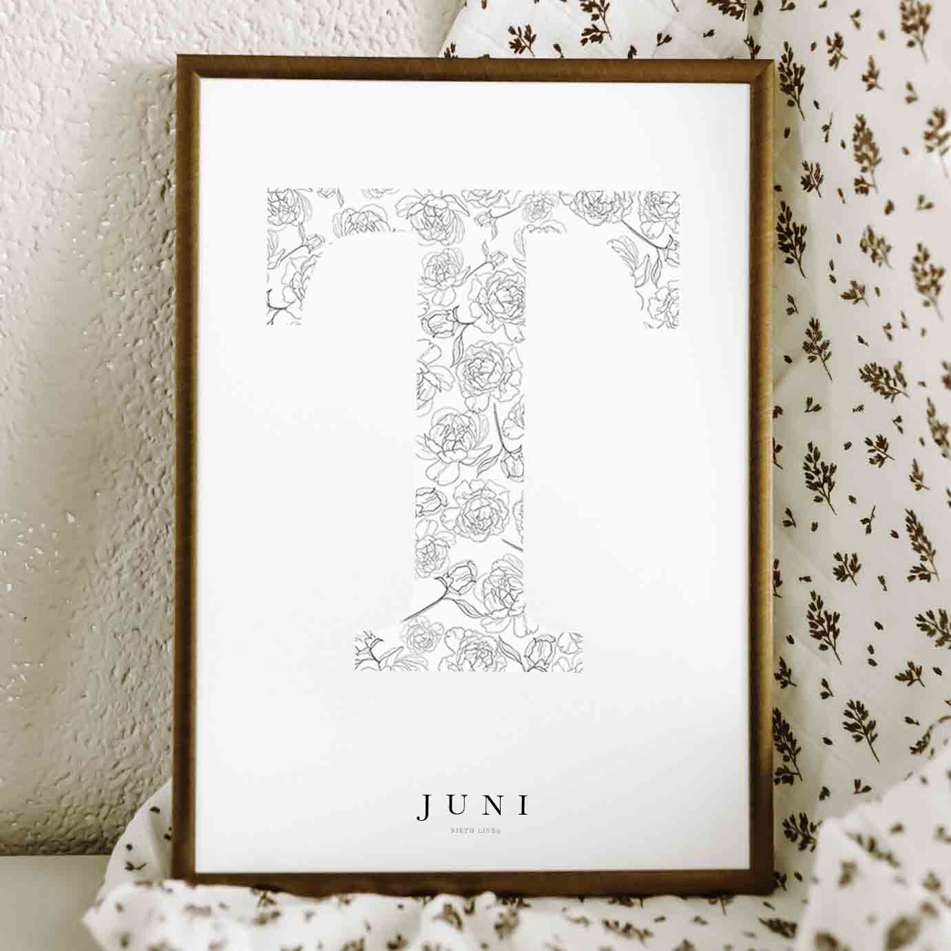 Birth Flower Letter Poster juni