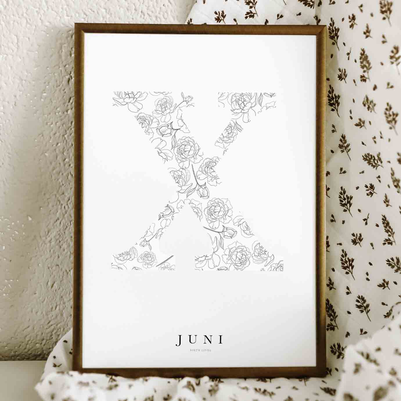 Birth Flower Letter Poster juni