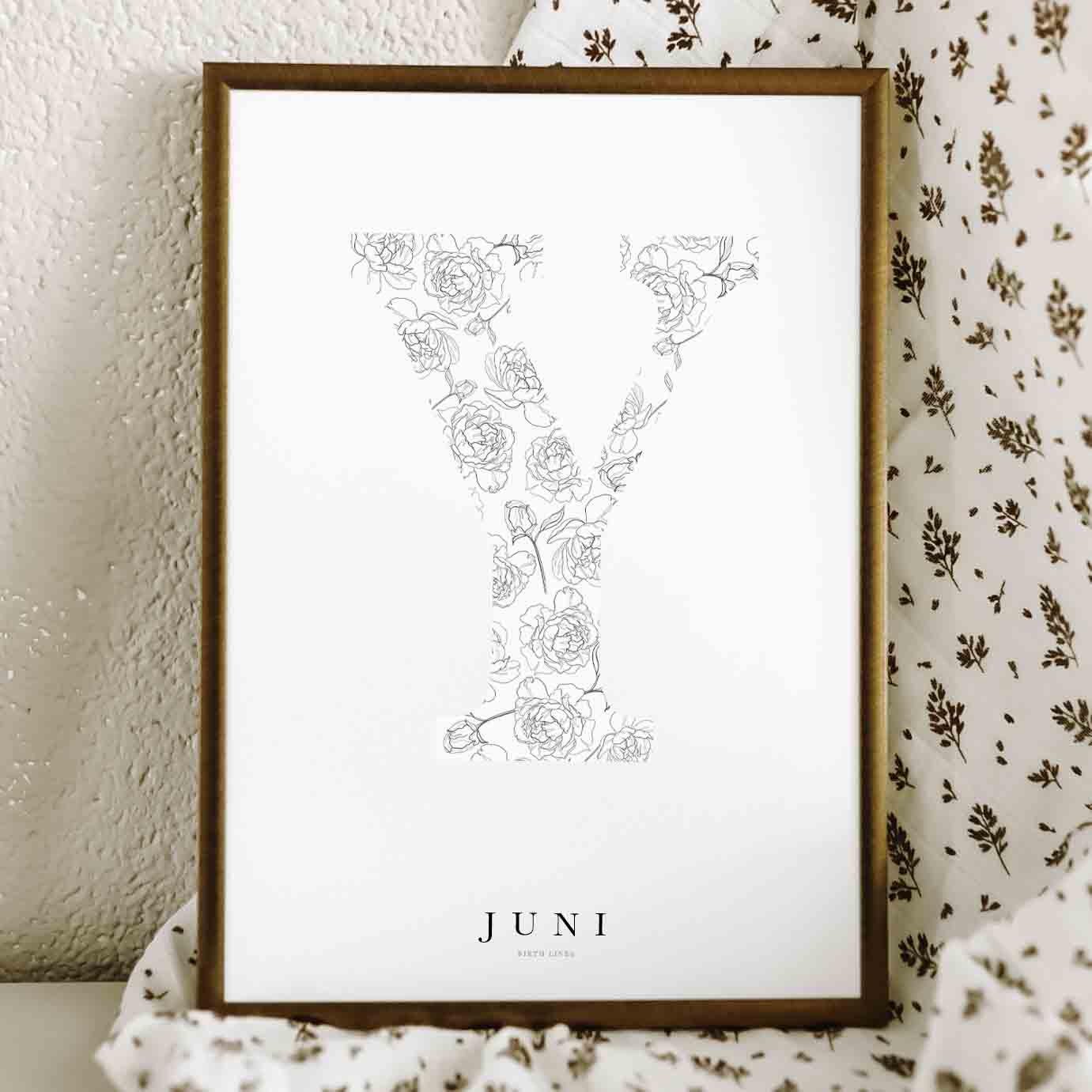 Birth Flower Letter Poster juni