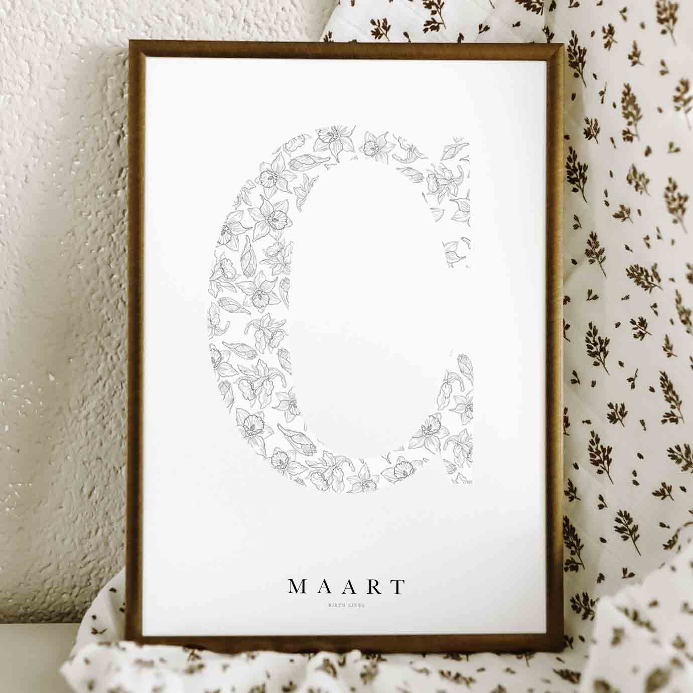 Birth Flower Letter Poster maart