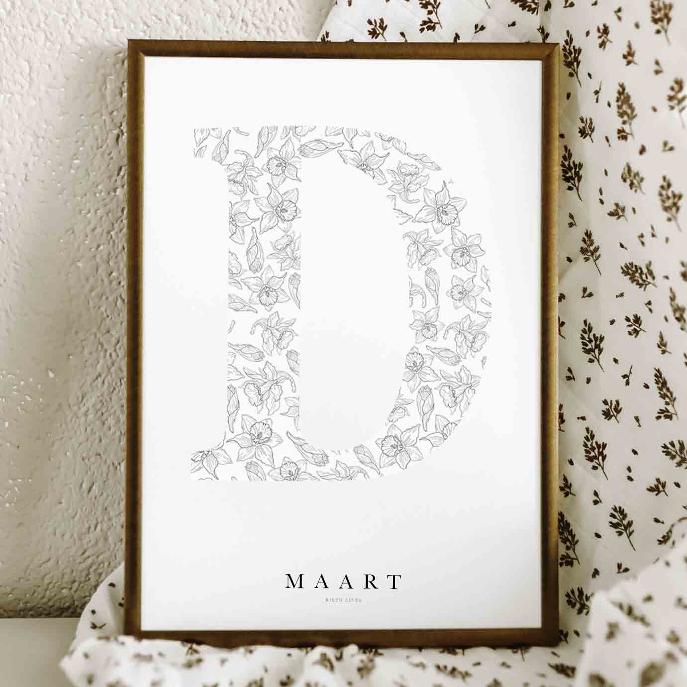 Birth Flower Letter Poster maart