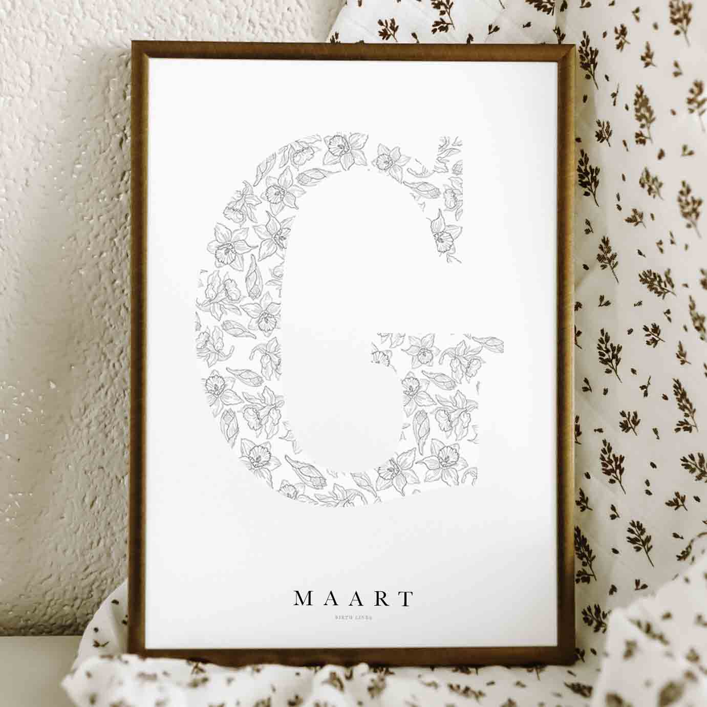 Birth Flower Letter Poster maart