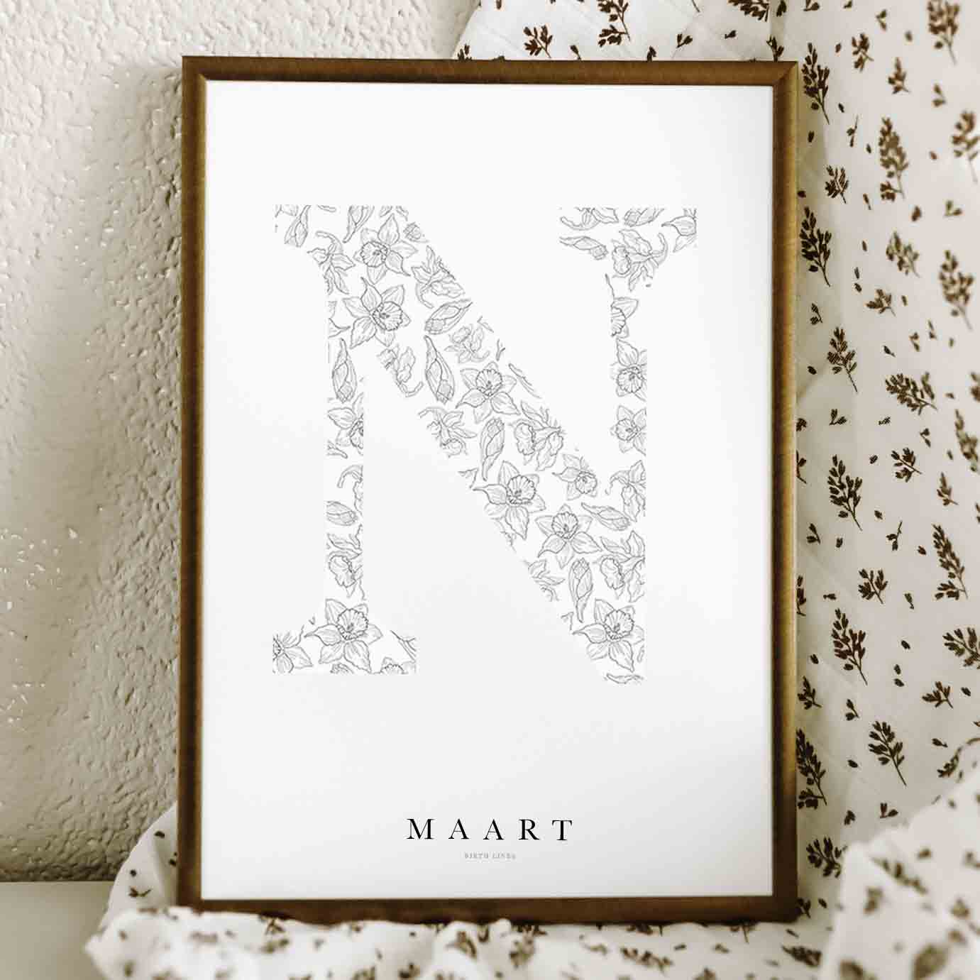 Birth Flower Letter Poster maart