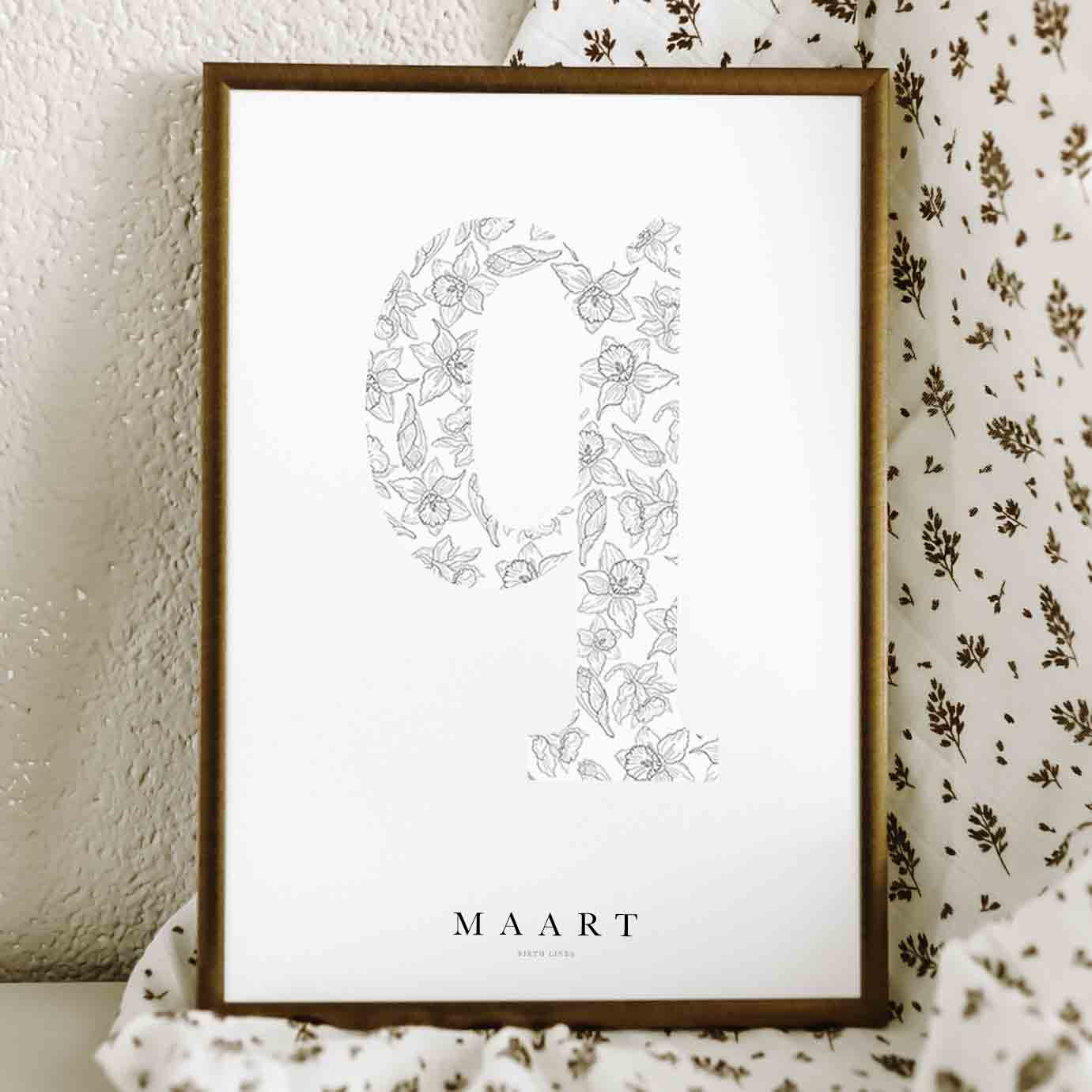 Birth Flower Letter Poster maart