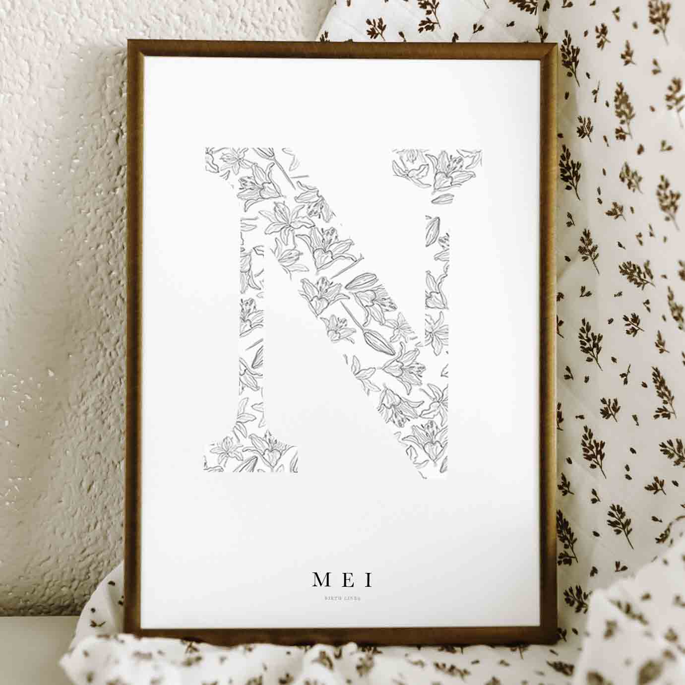 Birth Flower Letter Poster Mei