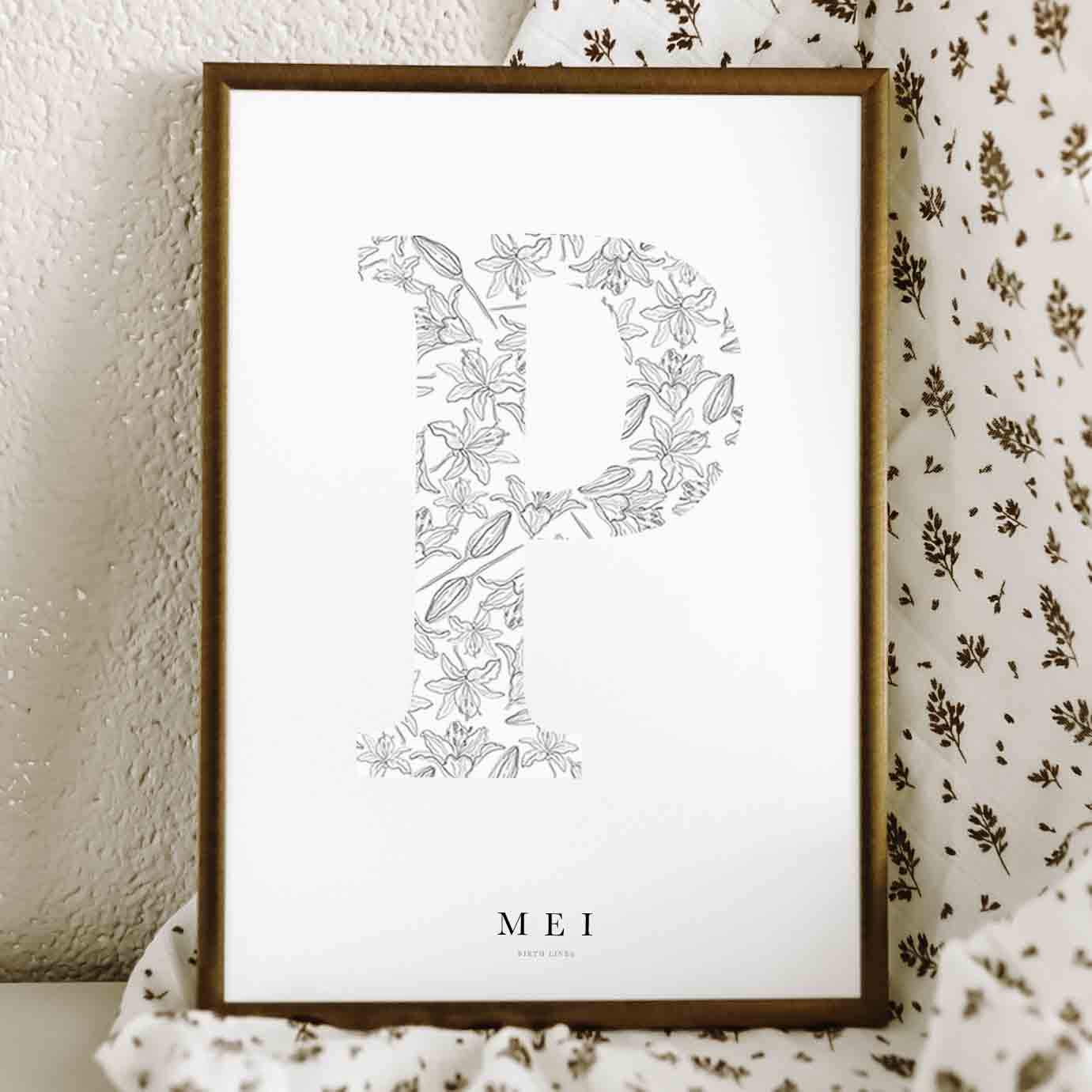 Birth Flower Letter Poster Mei