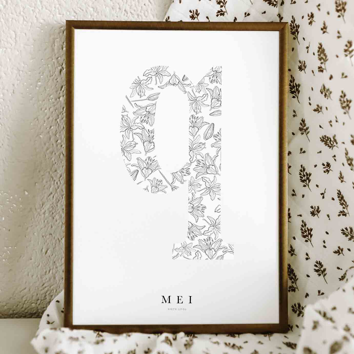 Birth Flower Letter Poster Mei