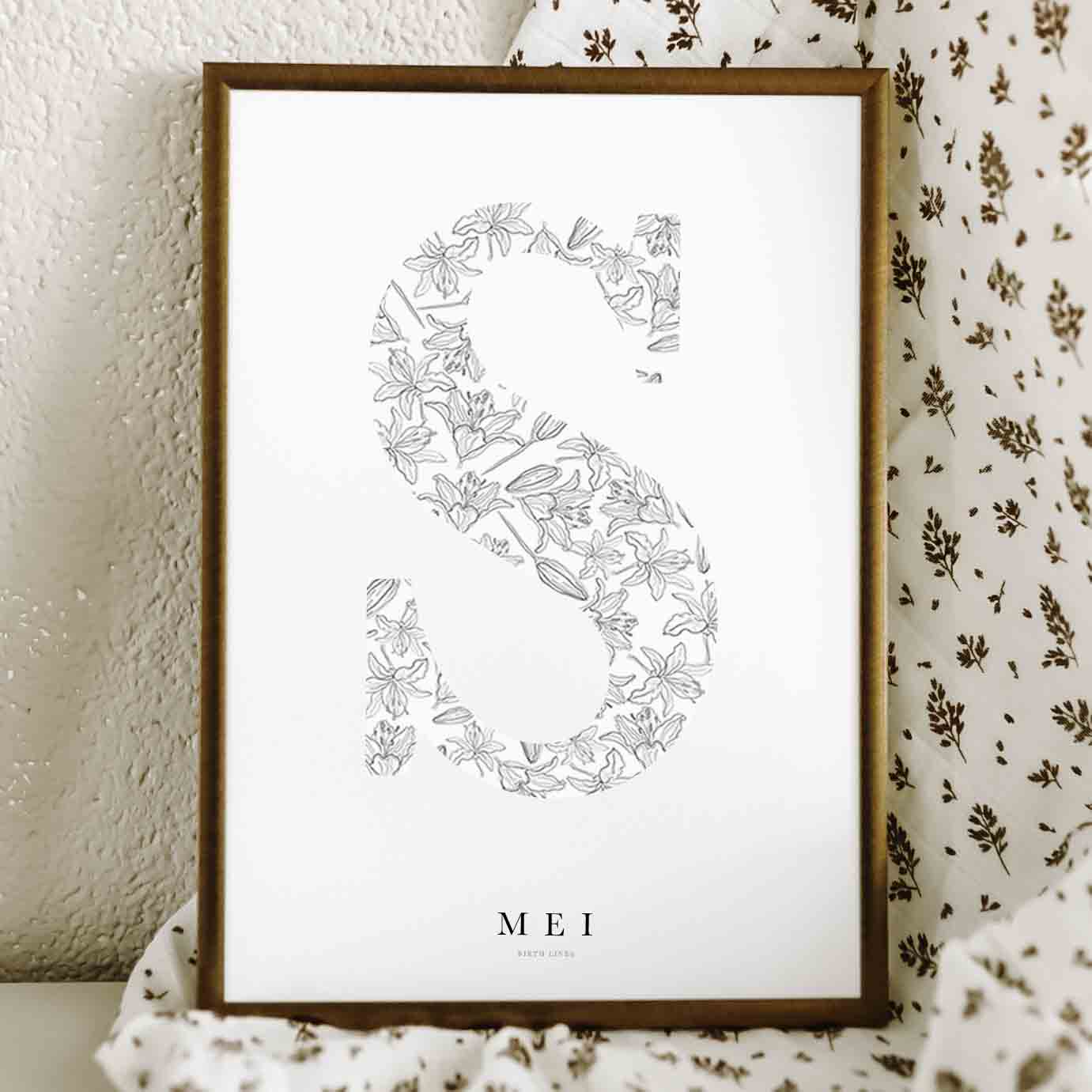 Birth Flower Letter Poster Mei