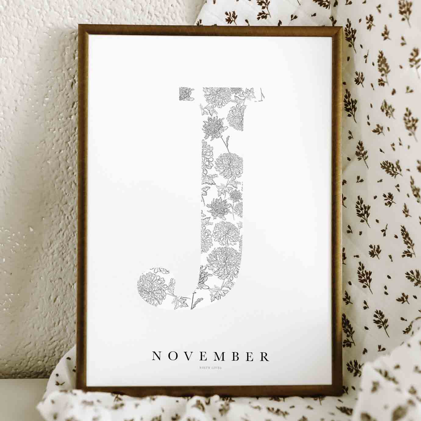 Birth Flower Letter Poster november