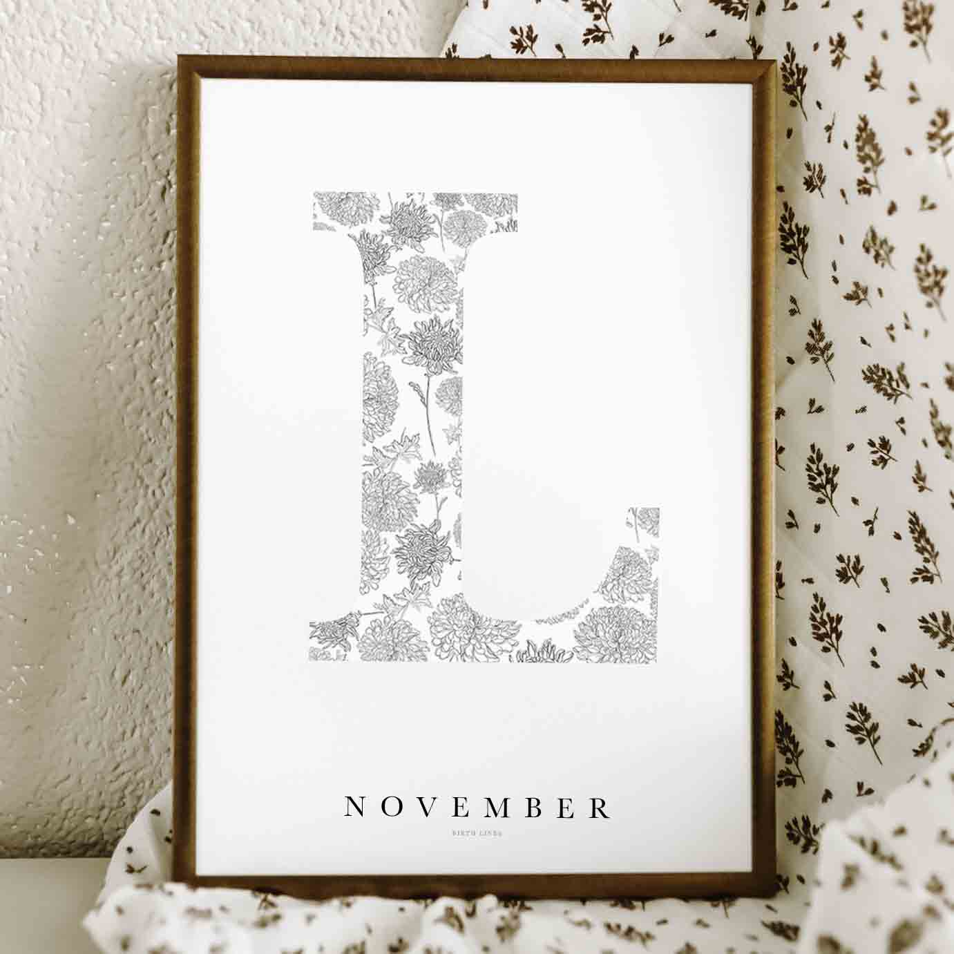 Birth Flower Letter Poster november