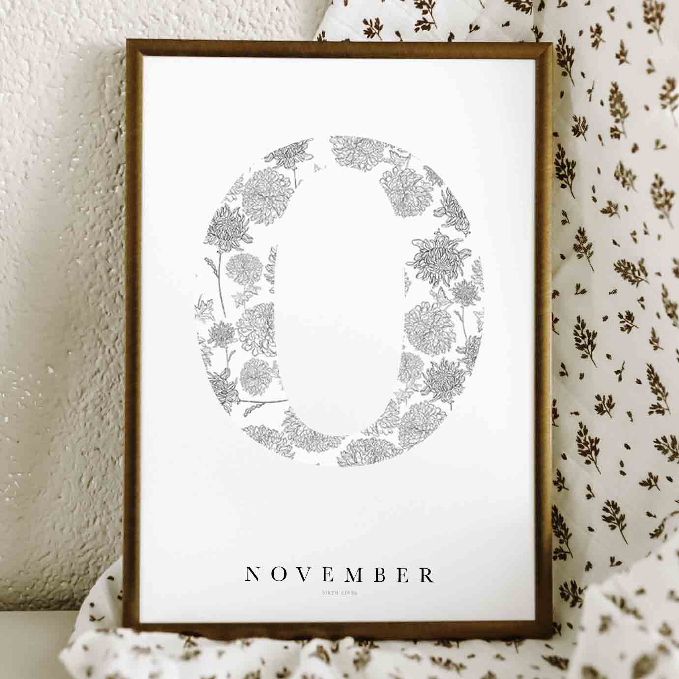 Birth Flower Letter Poster november