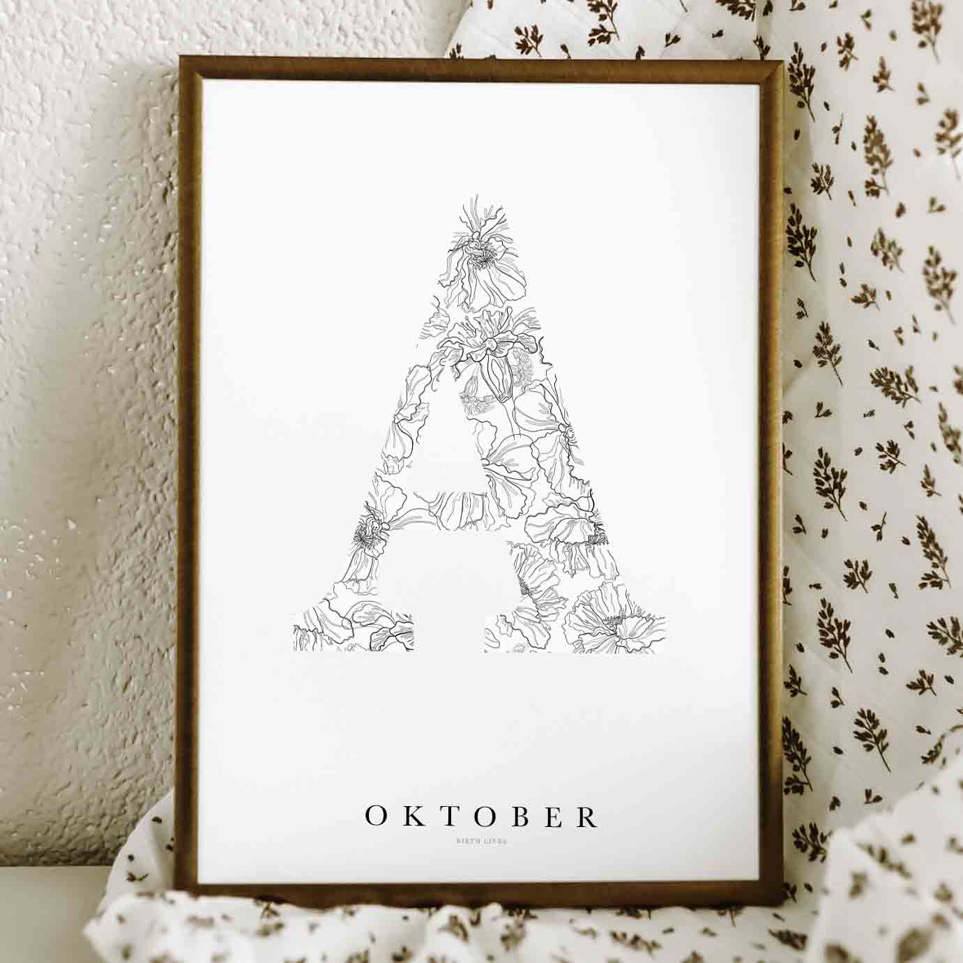 Birth Flower Letter Poster oktober