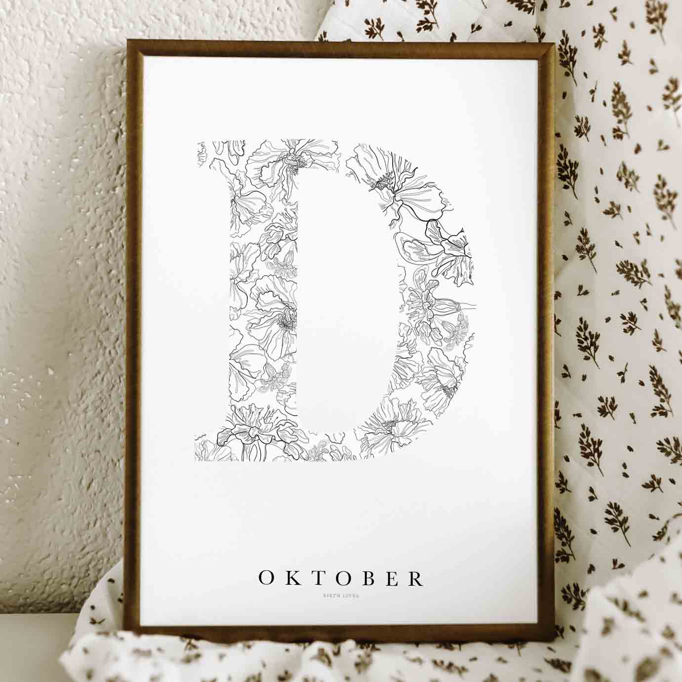 Birth Flower Letter Poster oktober