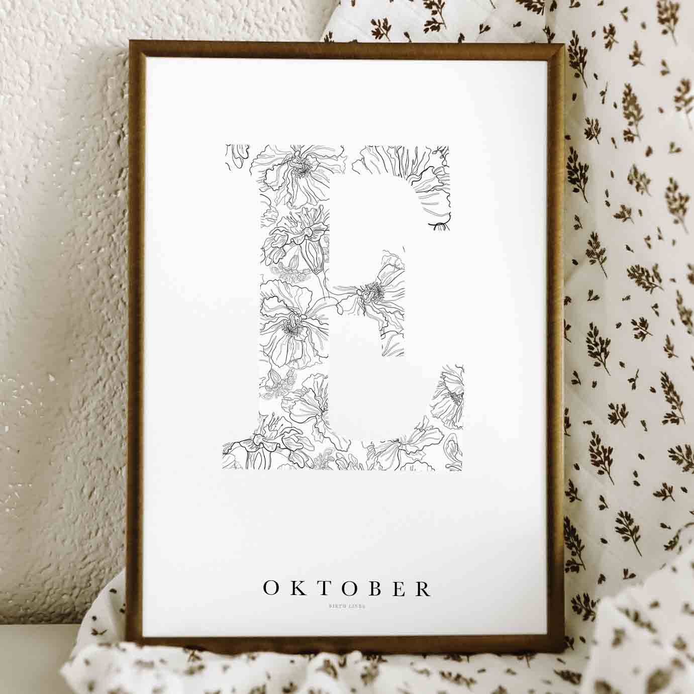 Birth Flower Letter Poster oktober