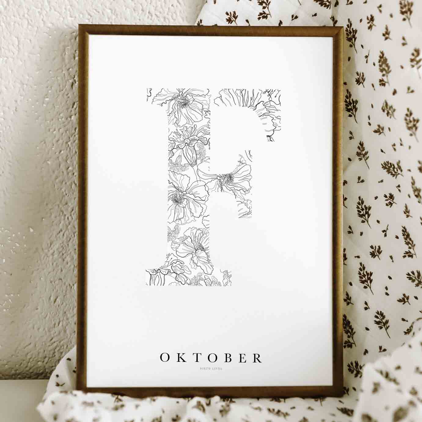 Birth Flower Letter Poster oktober