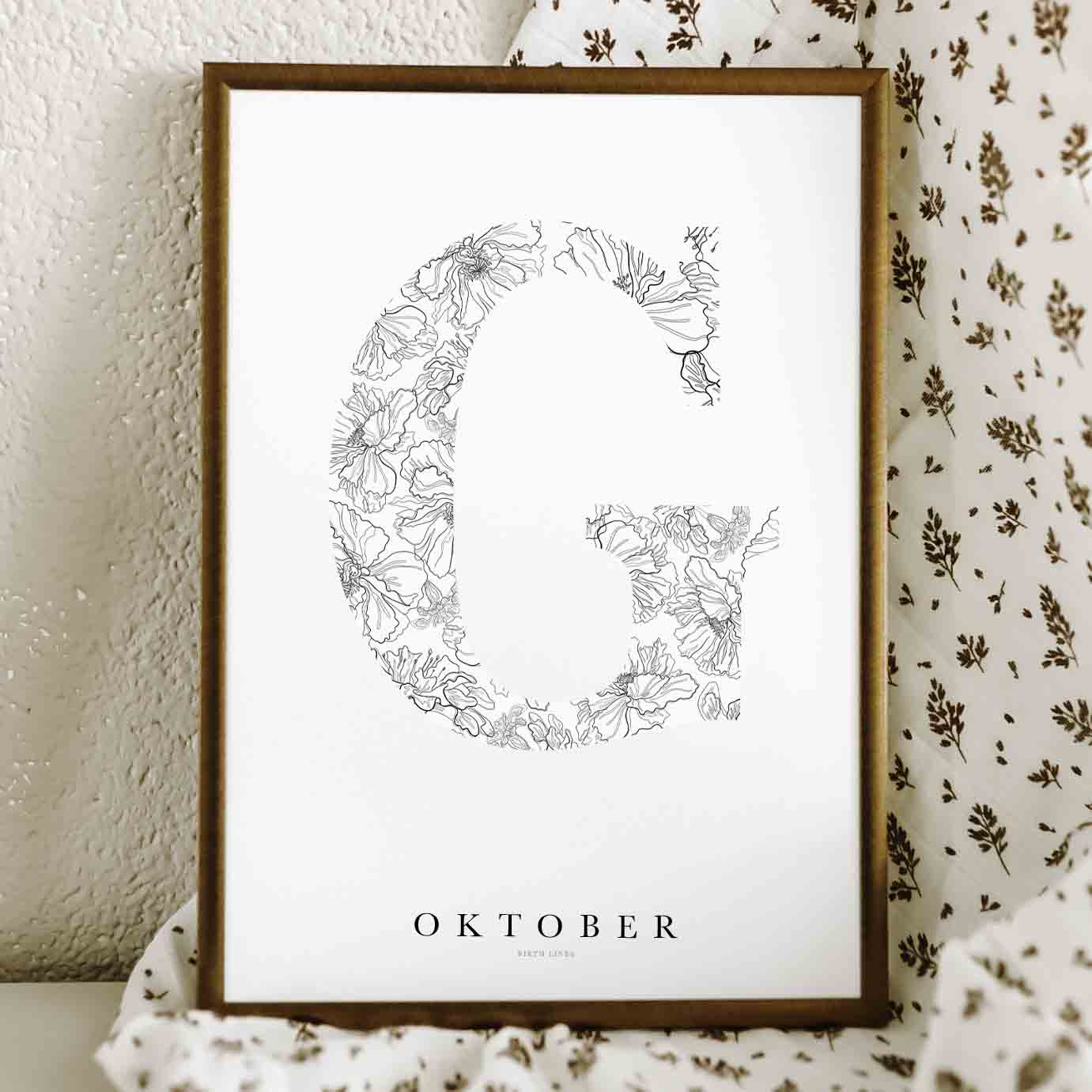 Birth Flower Letter Poster oktober