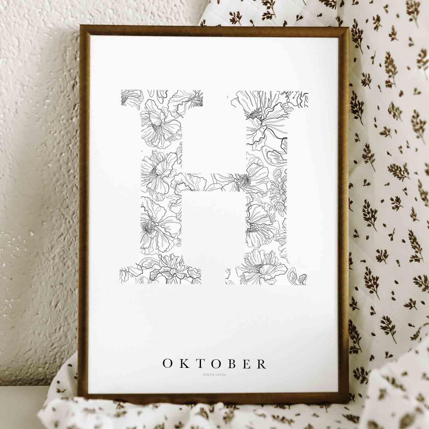 Birth Flower Letter Poster oktober