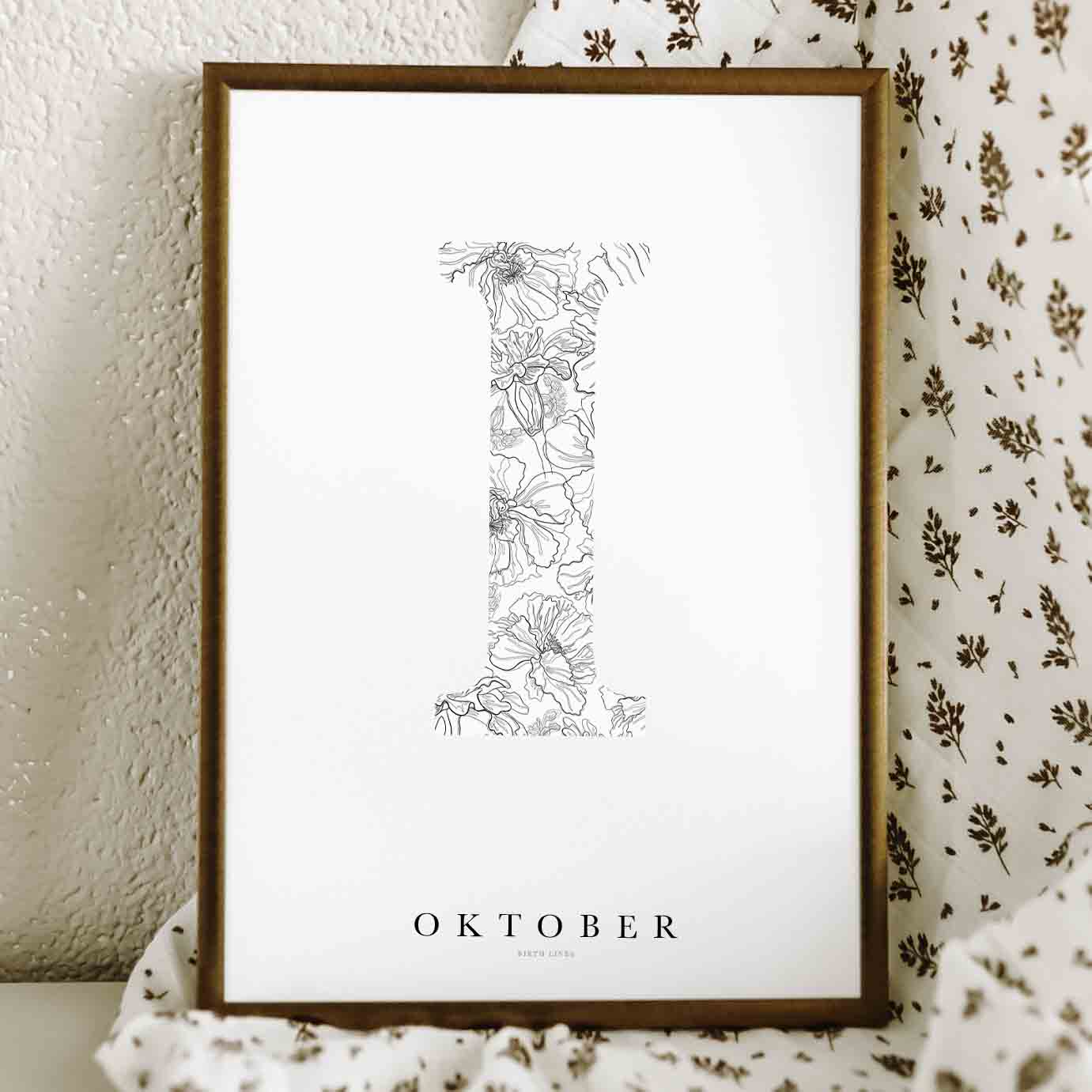 Birth Flower Letter Poster oktober