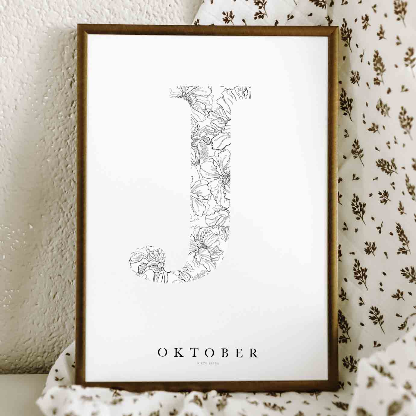 Birth Flower Letter Poster oktober