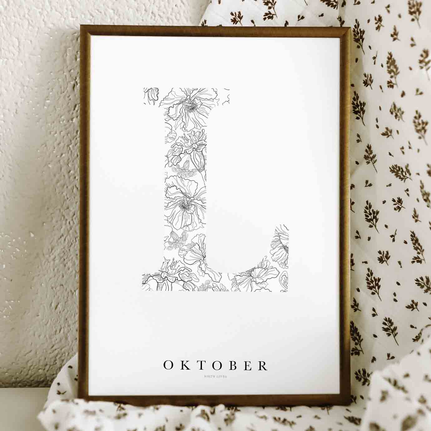 Birth Flower Letter Poster oktober