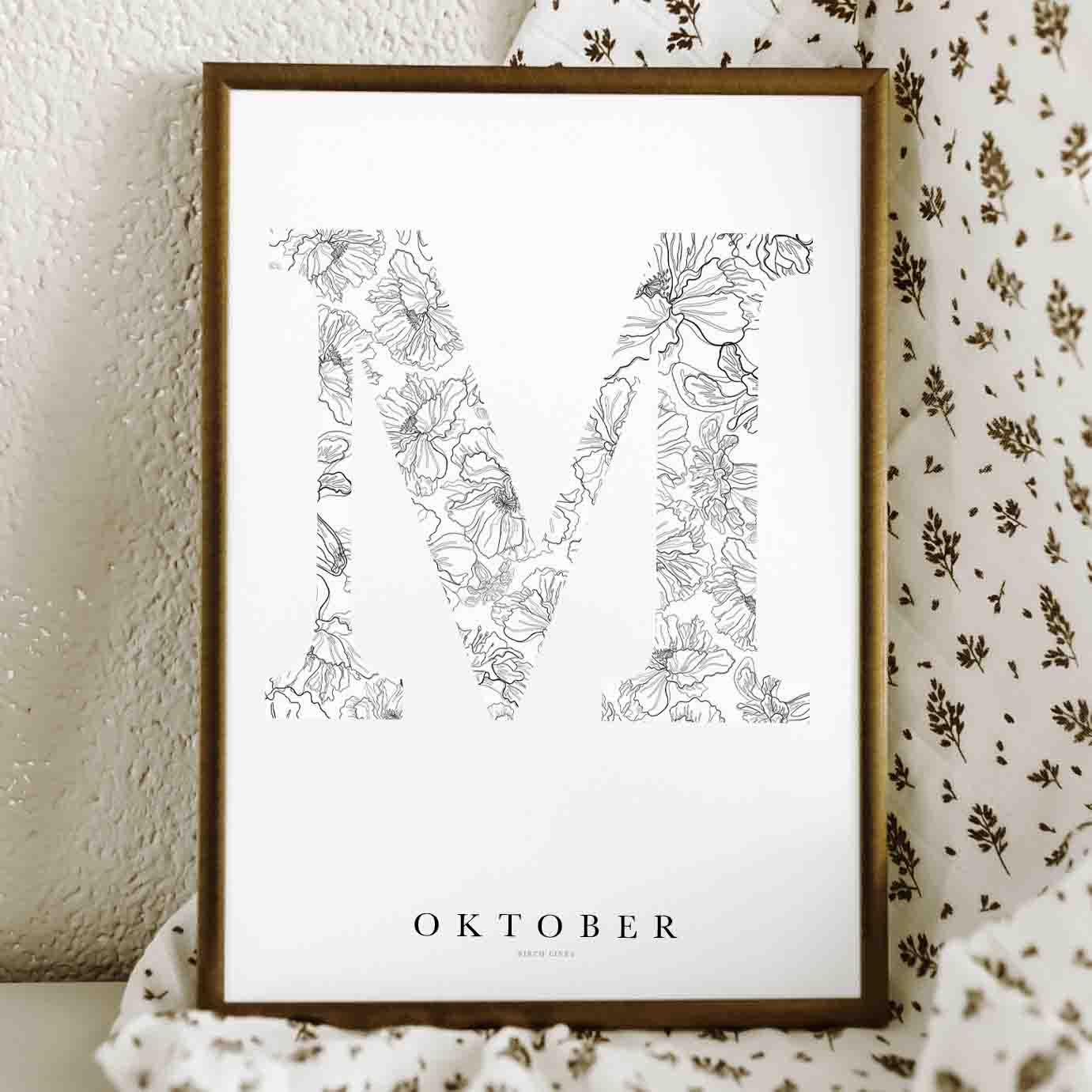 Birth Flower Letter Poster oktober