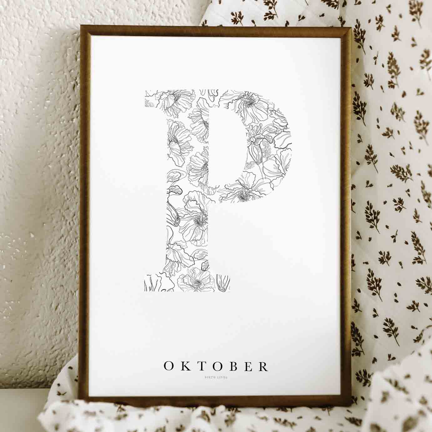 Birth Flower Letter Poster oktober