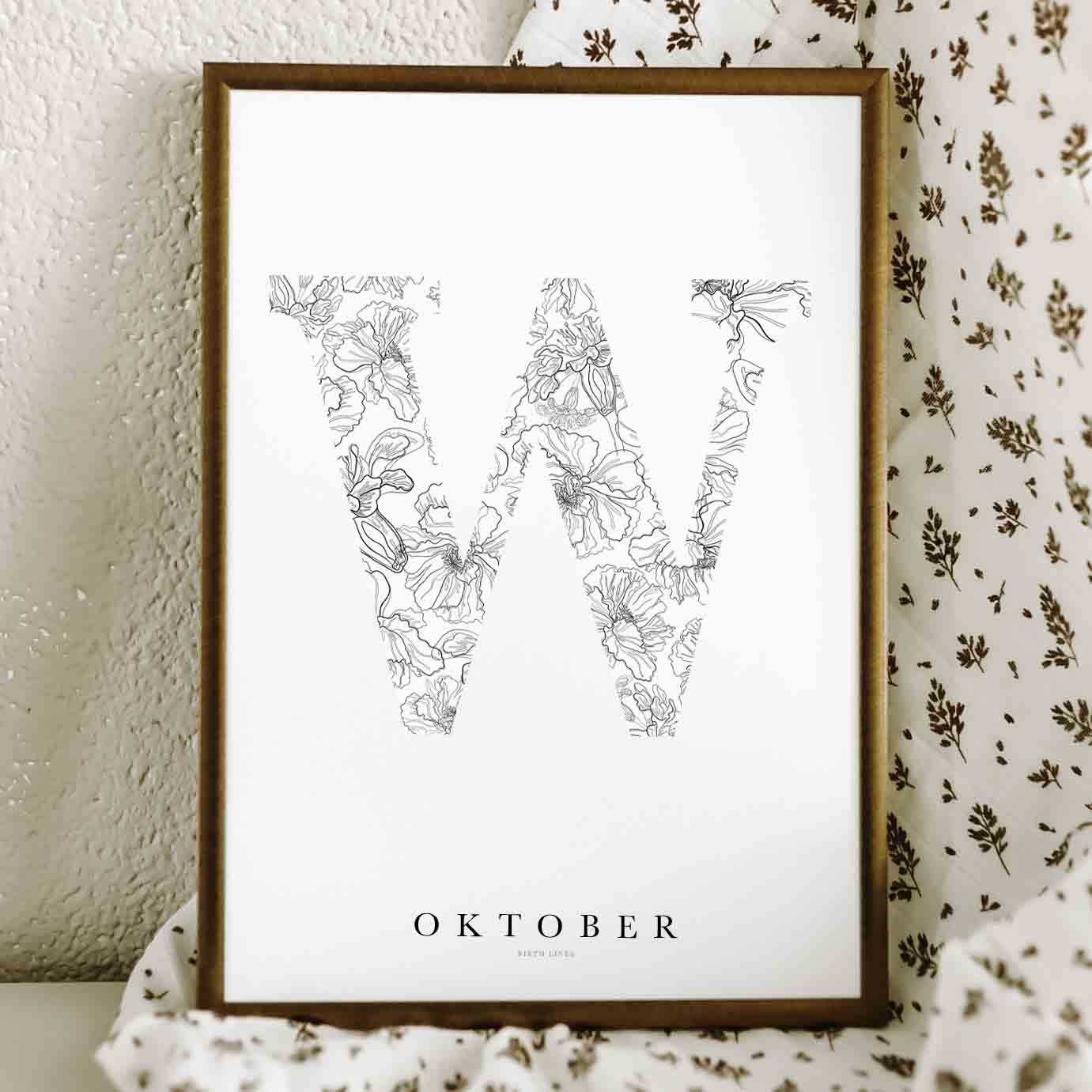 Birth Flower Letter Poster oktober