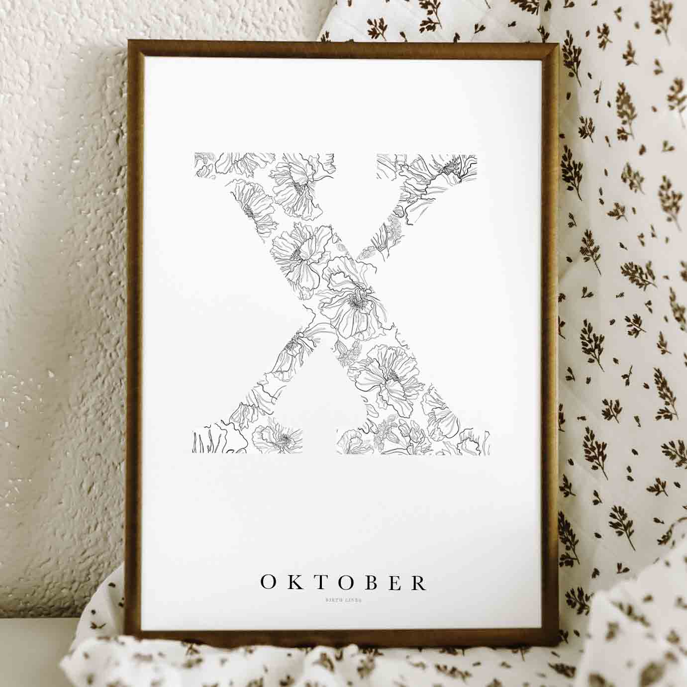 Birth Flower Letter Poster oktober