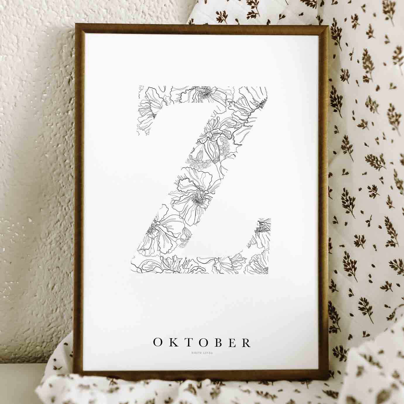 Birth Flower Letter Poster oktober